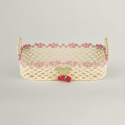 Pink Cherry Basket Fleur de Lis