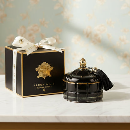 Dome Candle – Ash Black Fleur de Lis
