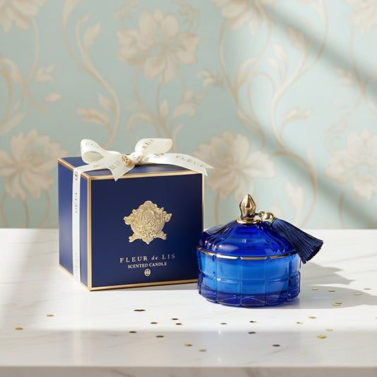 Dome Candle – Royal Blue Fleur de Lis