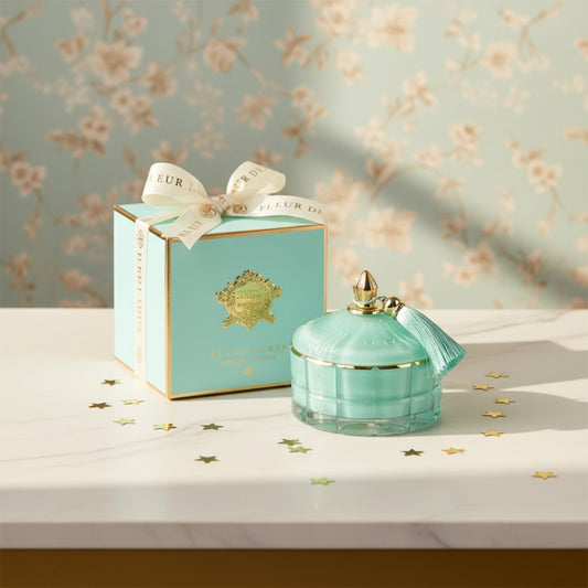 Dome Candle – Tiffany Blue Fleur de Lis