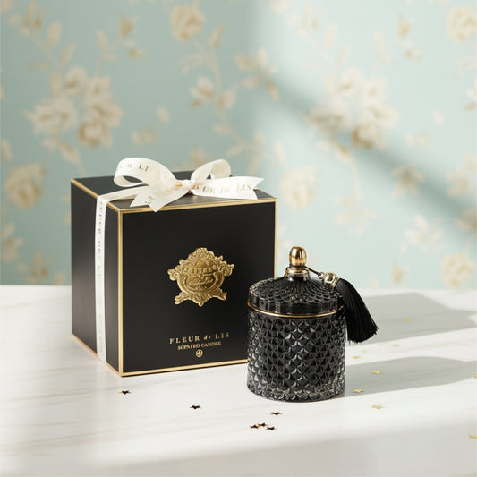 Pyramid Candle – Ash Black Fleur de Lis