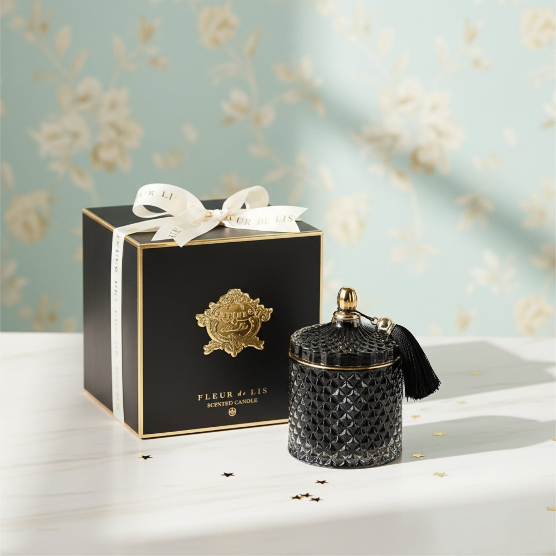 Pyramid Candle – Ash Black Fleur de Lis