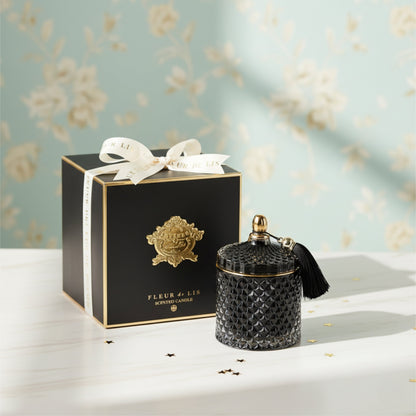 Pyramid Candle – Ash Black Fleur de Lis