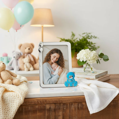 Teddy Bear & Balloons Baby Photo Frame Fleur de Lis
