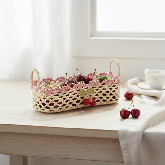 Pink Cherry Basket Fleur de Lis