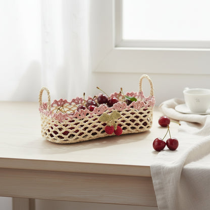Pink Cherry Basket Fleur de Lis