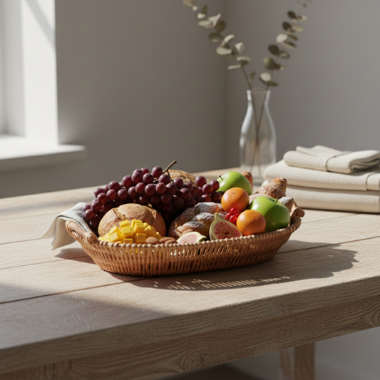 Oval Wicker Basket with Handles