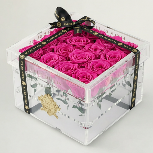 Acrylic Box of Pink Roses