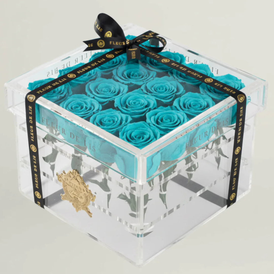 Acrylic Rose Box of Turquoise Blue