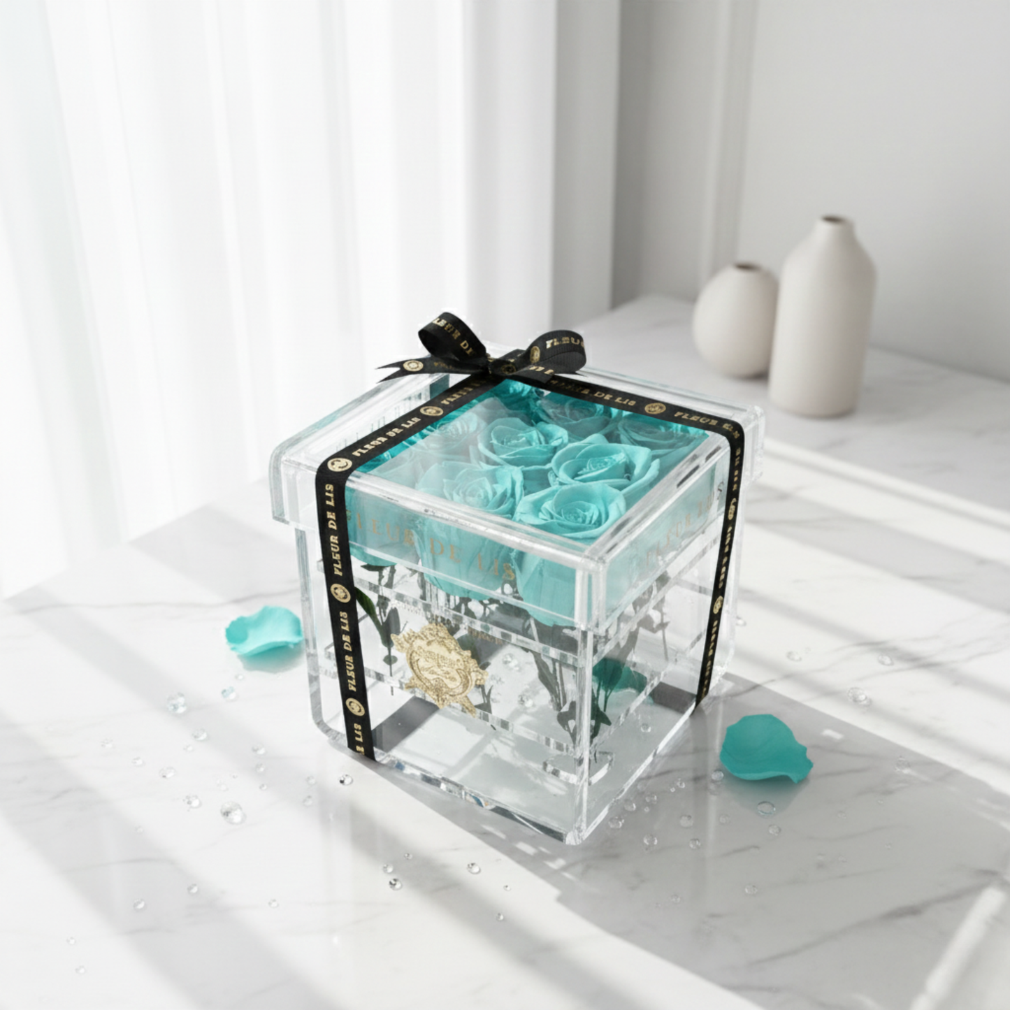 Acrylic Rose Box of Turquoise Blue