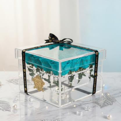 Acrylic Rose Box of Turquoise Blue