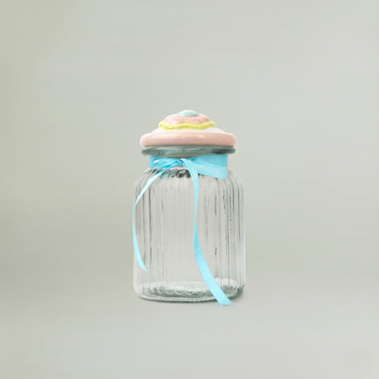 Ceramic Glass Jar Fleur de Lis