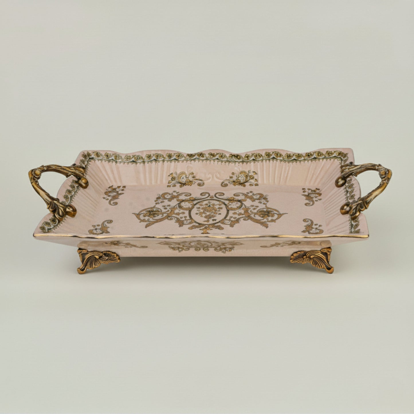 Victorian Ceramic Serving Tray Fleur de Lis