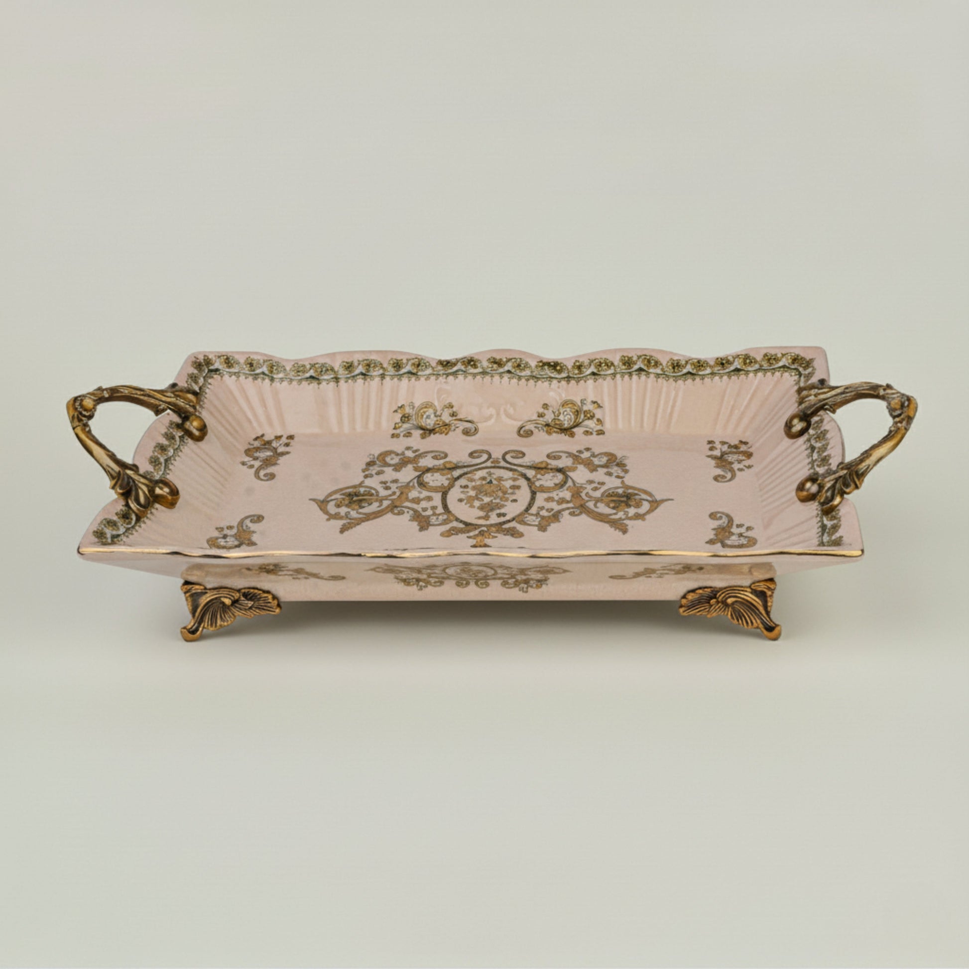 Victorian Ceramic Serving Tray Fleur de Lis