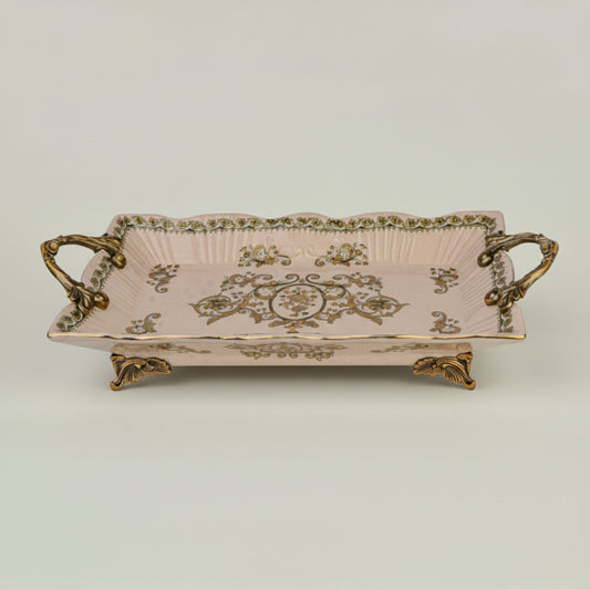 Victorian Ceramic Serving Tray Fleur de Lis