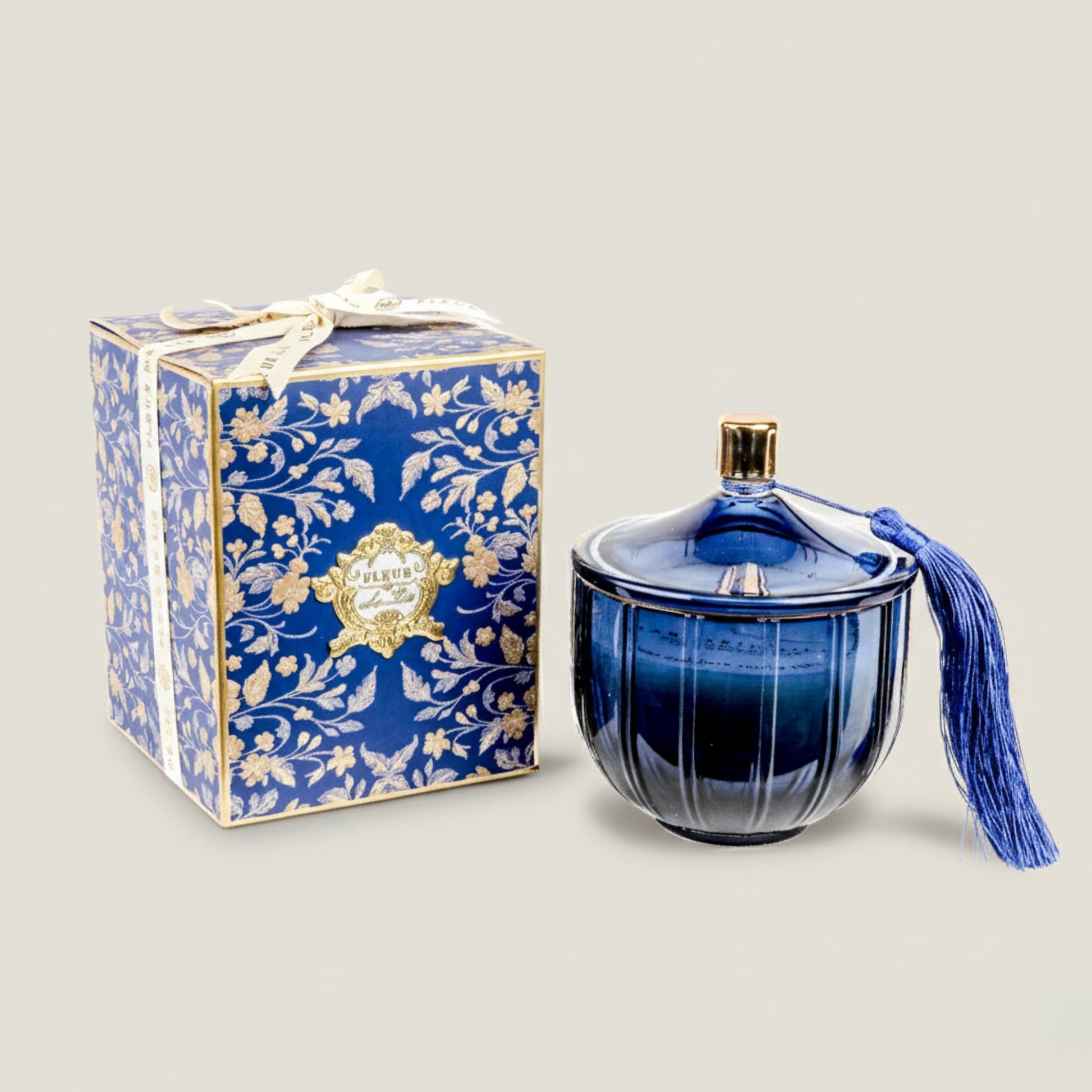 Sapphire Courbe Candle Fleur de Lis