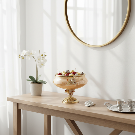 Autumn Glow Murano glass centerpiece bowl styled as a luxury decorative accent for elegant home décor