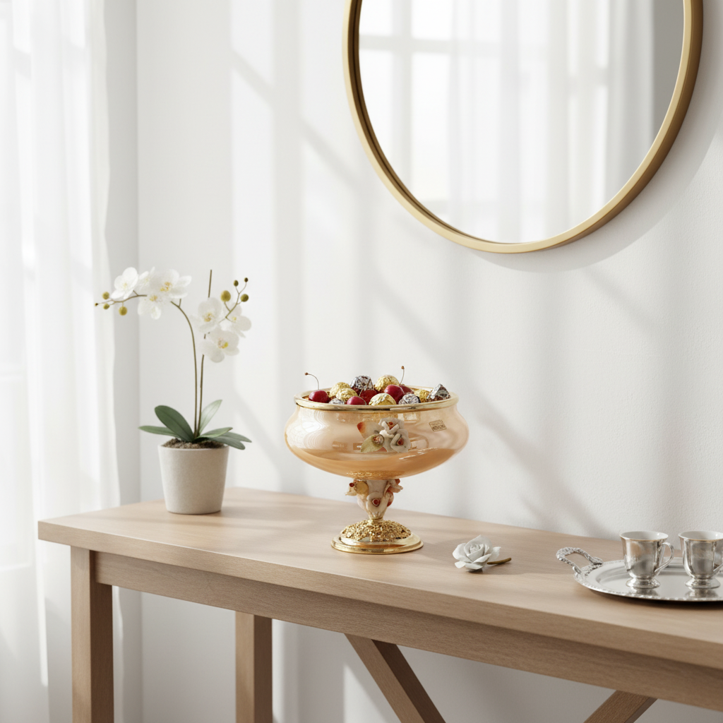 Autumn Glow Murano glass centerpiece bowl styled as a luxury decorative accent for elegant home décor