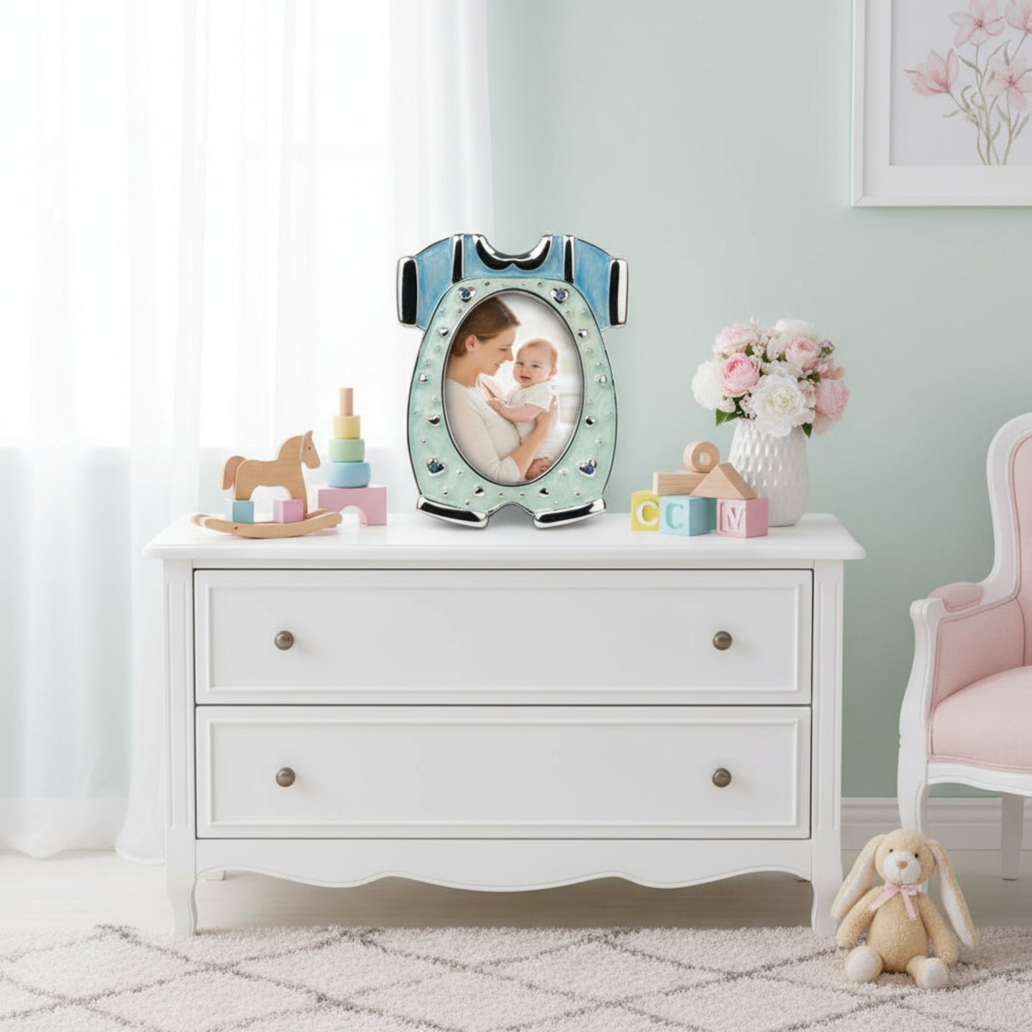 Elegant Baby Onesie Photo Frame Fleur de Lis