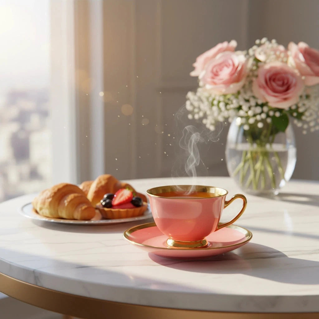 6-Pcs Coffee Cup & Saucer Set Fleur de Lis