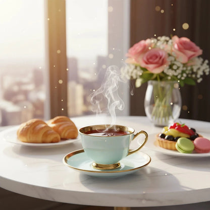 6-Pcs Coffee Cup & Saucer Set Fleur de Lis