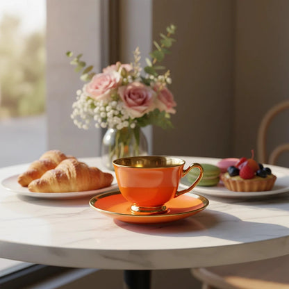 6-Pcs Coffee Cup & Saucer Set Fleur de Lis