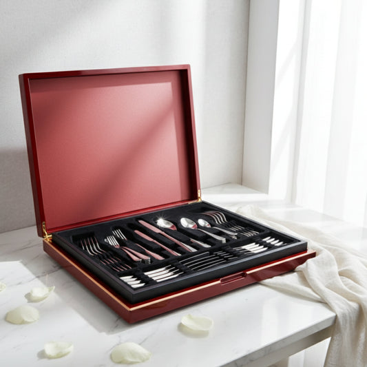 Sottile Cutlery Set in Wooden Box (42 Pcs) Fleur de Lis