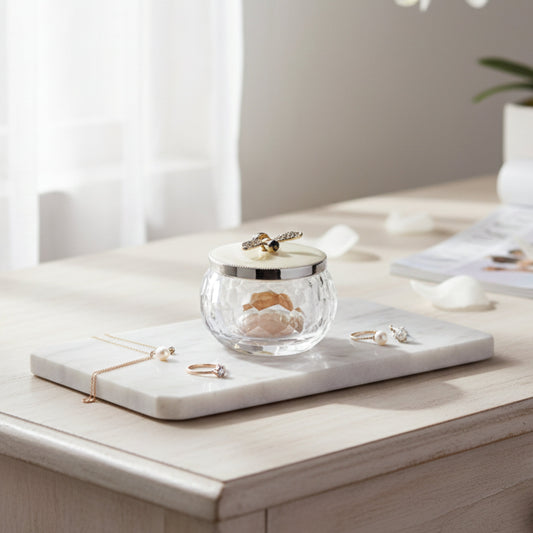 Sweet Bee Crystal Trinket Jar Fleur de Lis