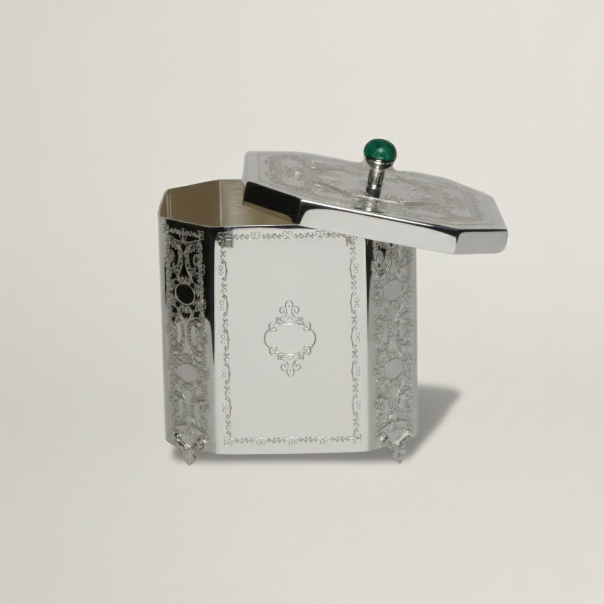 Emerald Crown Silver Box Fleur de Lis