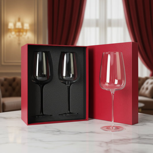 Set of 2 Elegant Wine Glasses Fleur de Lis