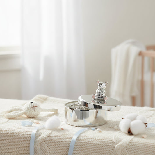 Silver Baby Trinket Box Fleur de Lis