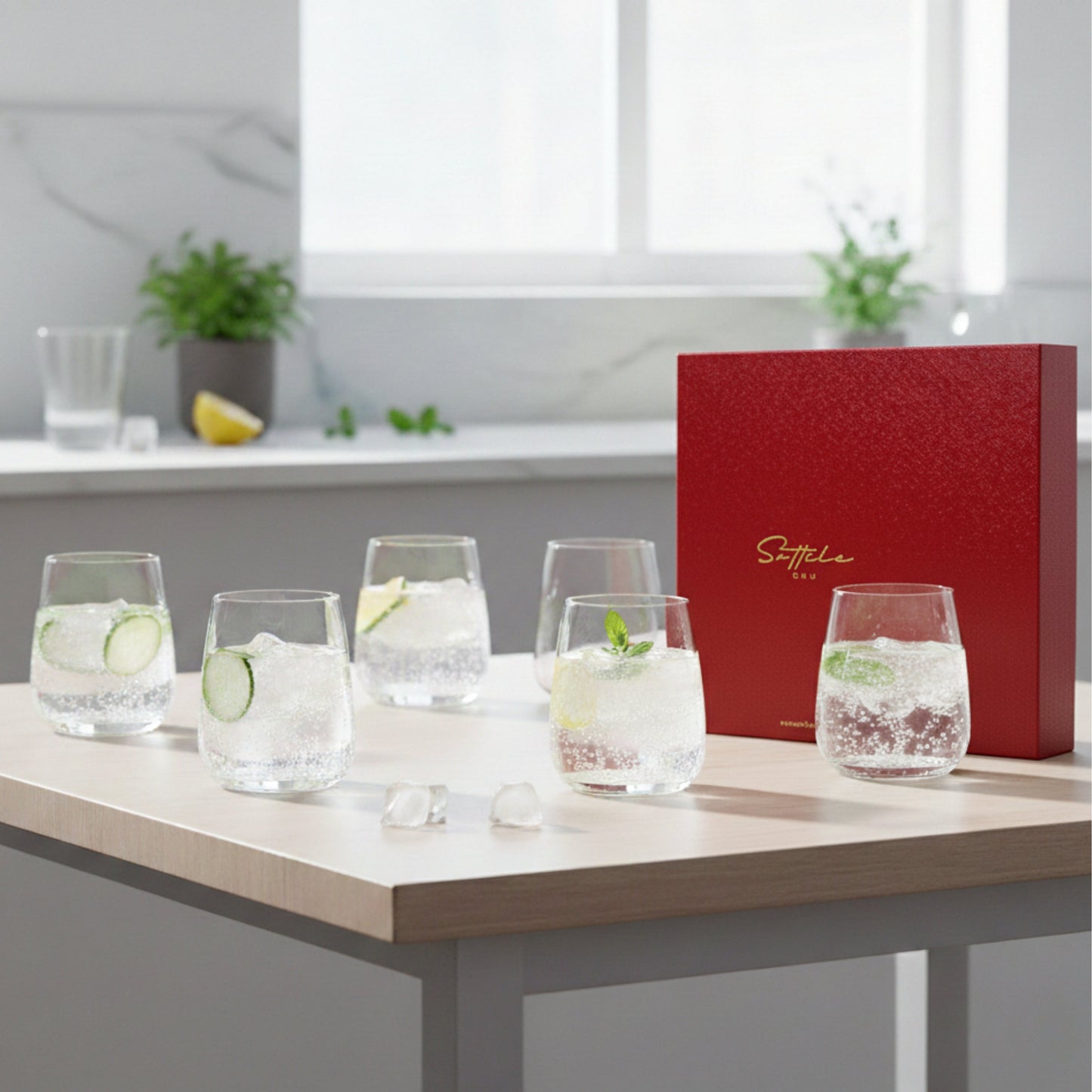 Elegant Set of 6 Glasses Fleur de Lis